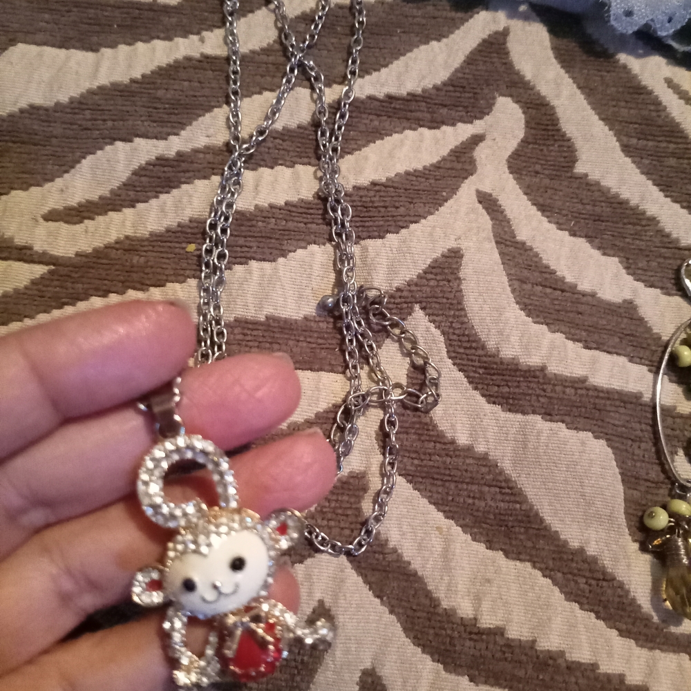 Silver Monkey Pendant Necklace